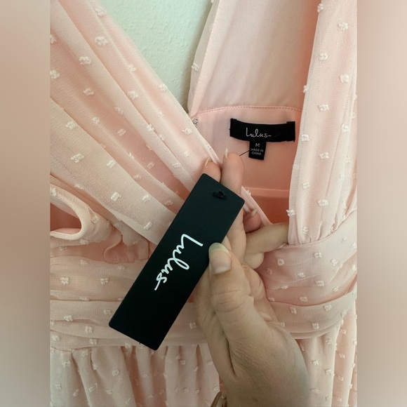 NWT LULUS Wonderful Occasion True Blush Swiss Dot Sleeveless Maxi Dress - Picture 5 of 7